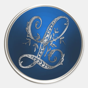 Silver and Blue Monogram L Envelope Seal