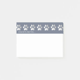 Silver And Blue Paw Print Post-it Notes