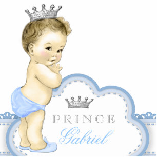 Silver and Blue Prince Baby Boy Standing Photo Sculpture