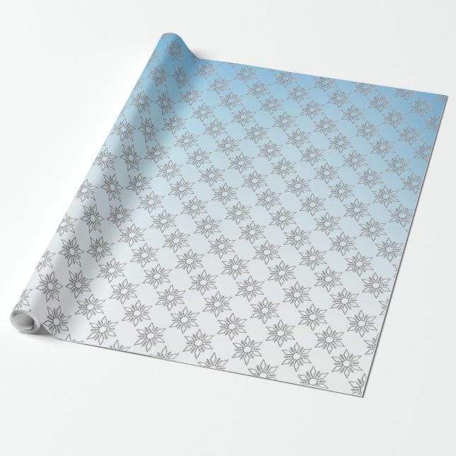 Silver and blue Santa Christmas  Wrapping Paper (Unrolled)