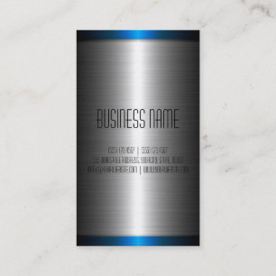 Silver and Blue Stainless Steel Metal Business Card