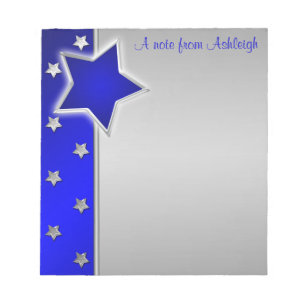 Silver and Blue Stars Notepad II