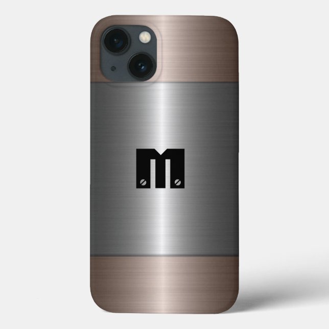 Silver and Bronze Stainless Steel Metal Case-Mate iPhone Case (Back)