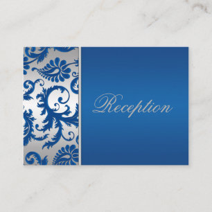 Silver and Cobalt Blue Damask Enclosure Card