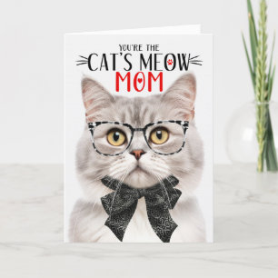 Silver and Cream Cat for Mum on Mother's Day Holiday Card