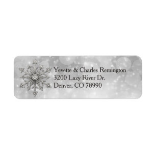 Silver and Diamond Snowflake Address Labels