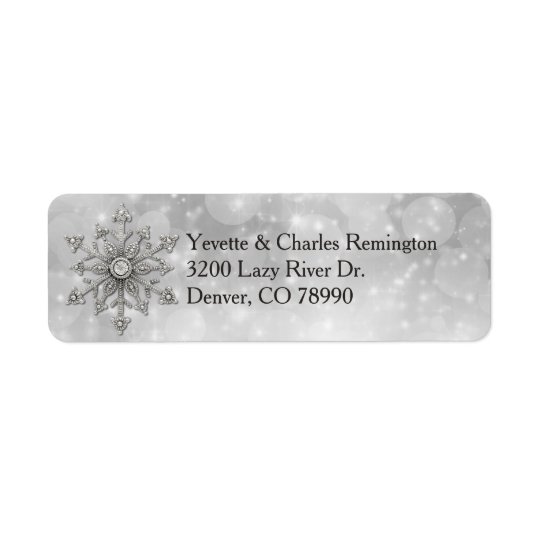 Silver and Diamond Snowflake Address Labels