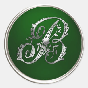 Silver and Emerald Monogram B Envelope Seal