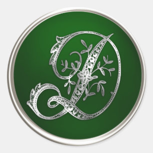 Silver and Emerald Monogram D Envelope Seal