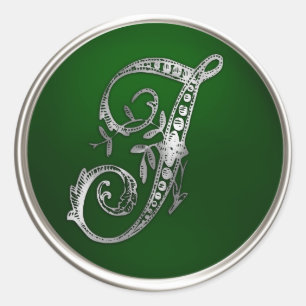 Silver and Emerald Monogram J Envelope Seal