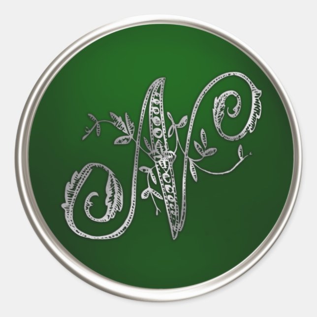 Silver and Emerald Monogram N Envelope Seal (Front)