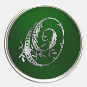 Silver and Emerald Monogram O Envelope Seal