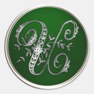 Silver and Emerald Monogram U Envelope Seal