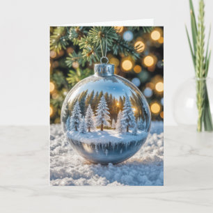 Silver and Glass Christmas Ornament Card