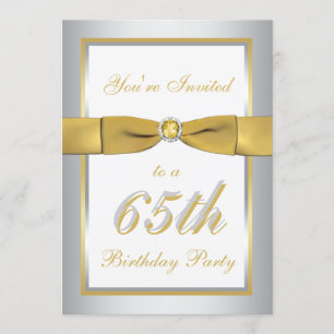 Silver and Gold 65th Birthday Invitation