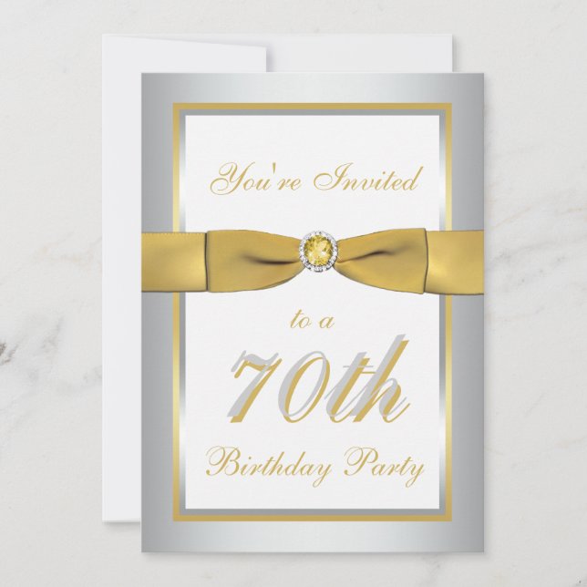 Silver and Gold 70th Birthday Invitation (Front)