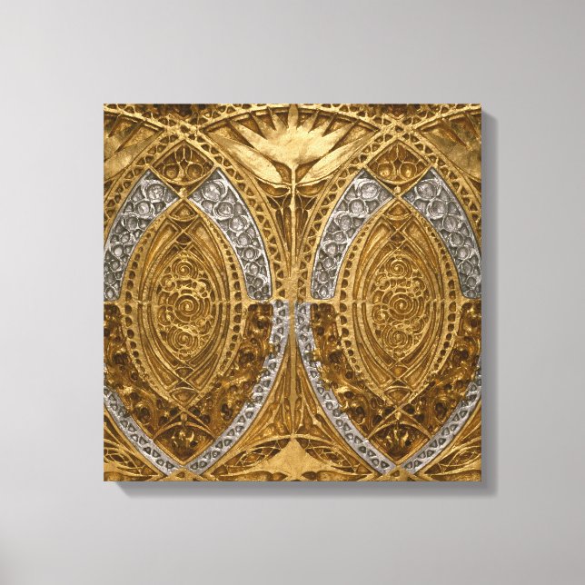 Silver And Gold Art Deco Pattern Canvas Print (Front)