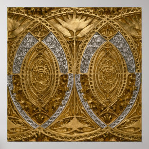 Silver And Gold Art Deco Pattern Poster