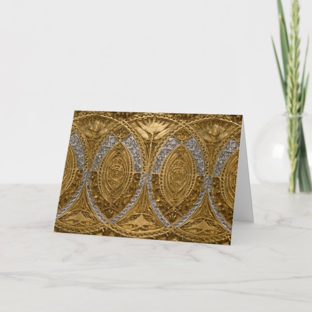 Silver And Gold Art Deco Pattern Thank You Card (Front)