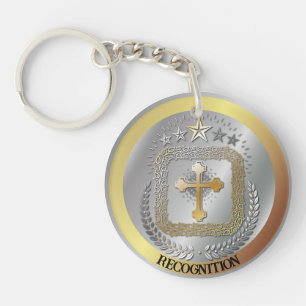 Silver And Gold Award Winner Acrylic Keychain