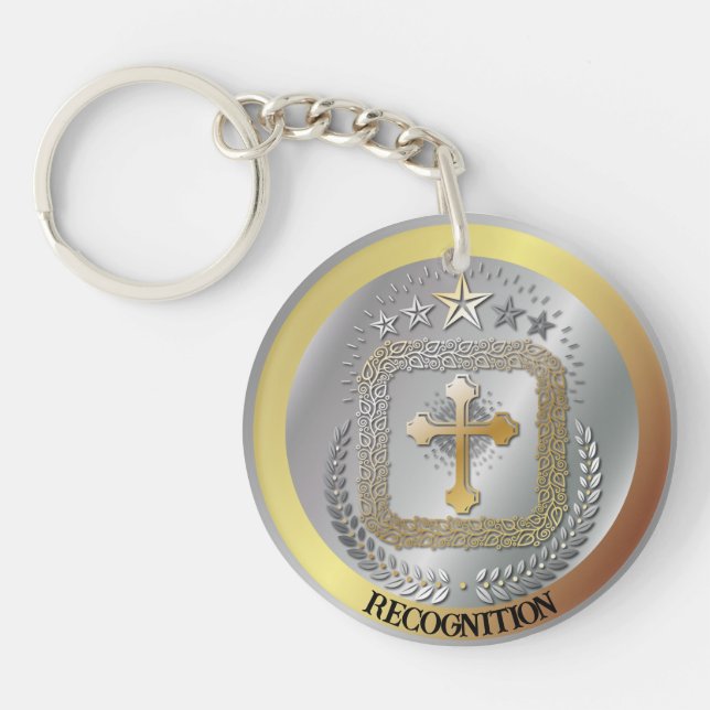 Silver And Gold Award Winner Acrylic Keychain (Front)