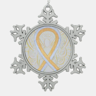 Silver and Gold Awareness Ribbon Angel Ornament