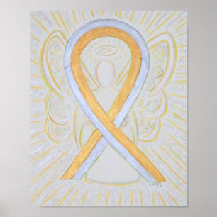 Silver and Gold Awareness Ribbon Angel Poster