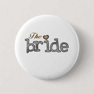 Silver and Gold Bride 6 Cm Round Badge