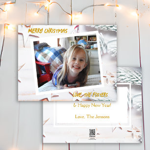 Silver and Gold Christmas Stars Photo Holiday Card