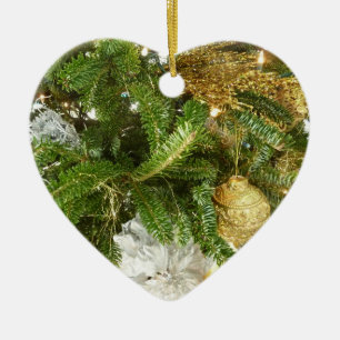 Silver and Gold Christmas Tree I Holiday Ceramic Tree Decoration