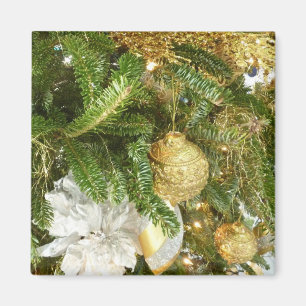 Silver and Gold Christmas Tree I Holiday Magnet