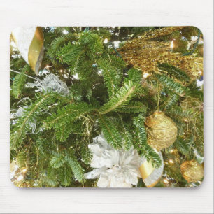 Silver and Gold Christmas Tree I Holiday Mouse Mat