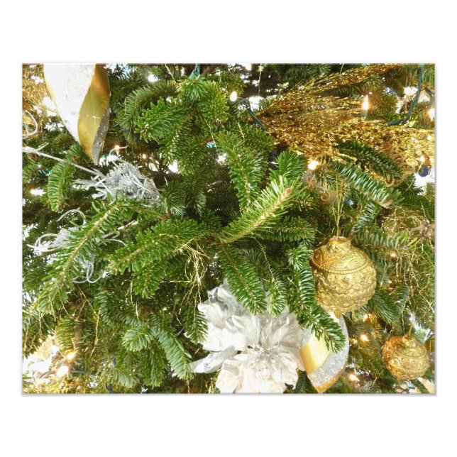 Silver and Gold Christmas Tree I Holiday Photo Print (Front)