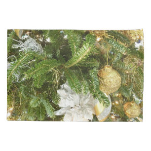 Silver and Gold Christmas Tree I Holiday Pillowcase