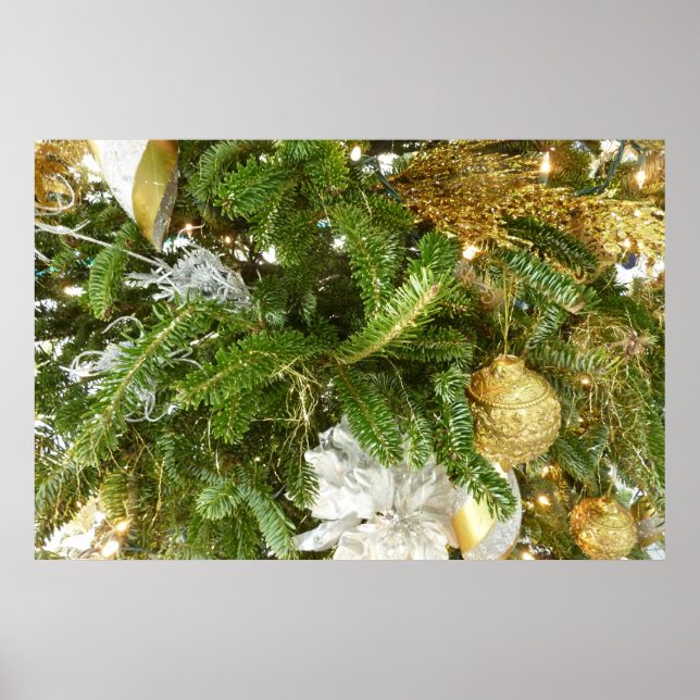 Silver and Gold Christmas Tree I Holiday Poster (Front)