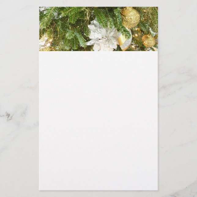 Silver and Gold Christmas Tree I Holiday Stationery (Front)