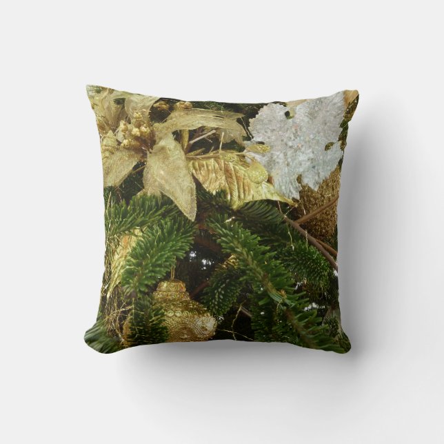 Silver and Gold Christmas Tree II Holiday Cushion (Front)