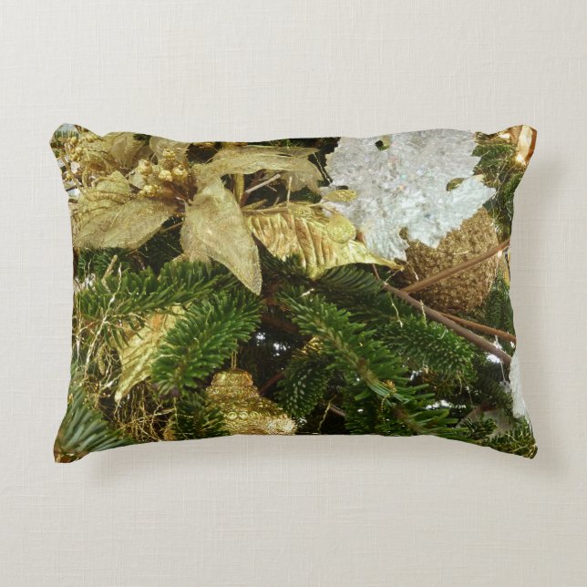 Silver and Gold Christmas Tree II Holiday Decorative Cushion (Front)
