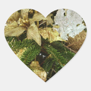 Silver and Gold Christmas Tree II Holiday Heart Sticker
