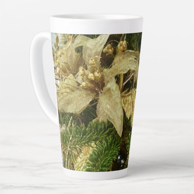 Silver and Gold Christmas Tree II Holiday Latte Mug (Left Angle)