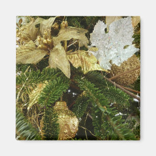 Silver and Gold Christmas Tree II Holiday Magnet
