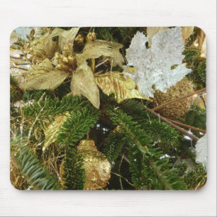 Silver and Gold Christmas Tree II Holiday Mouse Mat