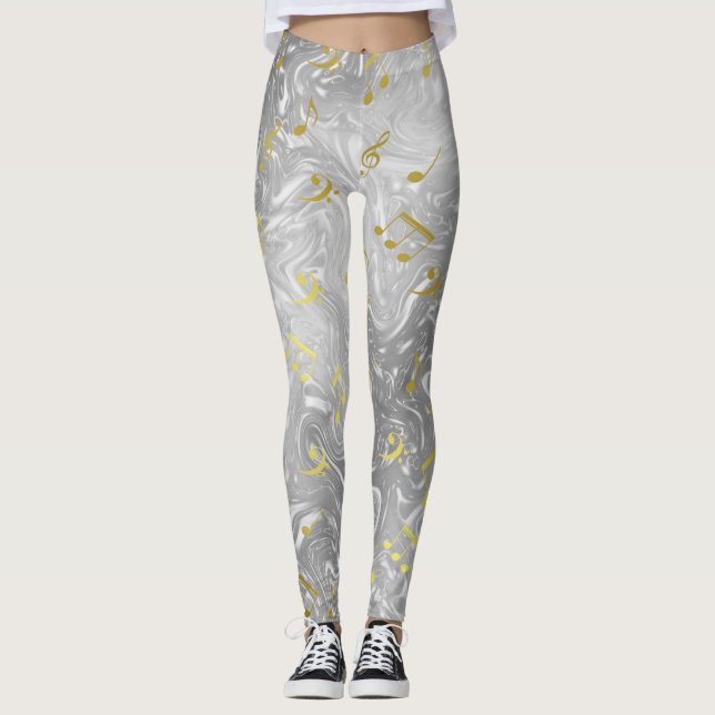 silver and gold coloured leggings elegant notes (Front)