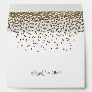 Silver and Gold Confetti Hashtag Custom Envelope
