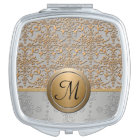 Silver and Gold Damask Pattern with Monogram