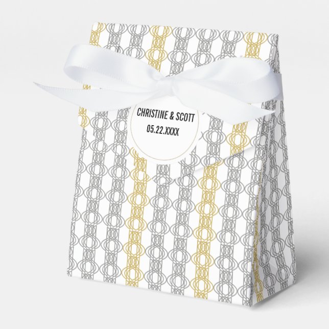 Silver and Gold Elegant Wedding Favour Box (Front Side)