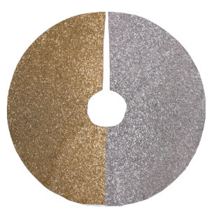Silver and gold glitter brushed polyester tree skirt