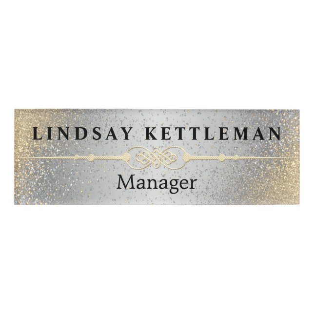 Silver and Gold Glitter Name Tag (Front)