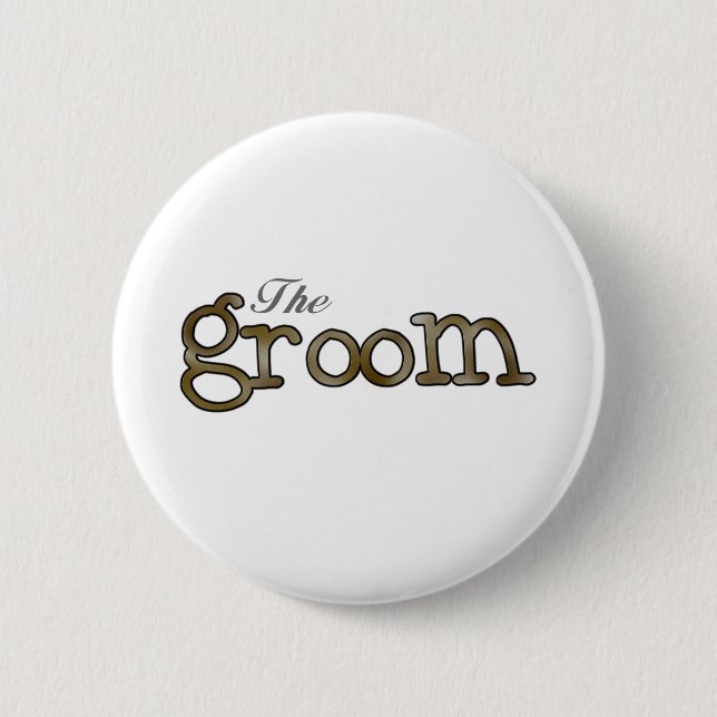 Silver and Gold Groom  6 Cm Round Badge (Front)