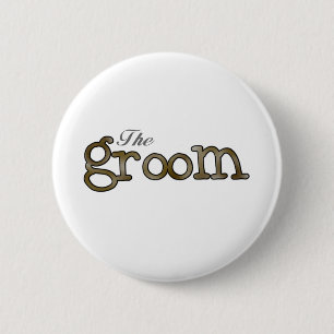 Silver and Gold Groom 6 Cm Round Badge